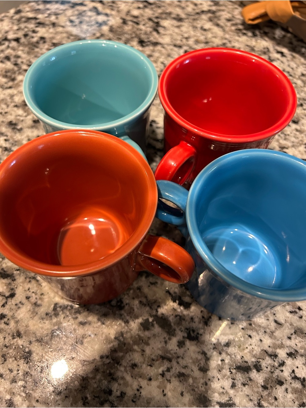 Fiesta Bright Multi-Color Ceramic Mug Set — Red, Orange, Light Blue, Turquoise